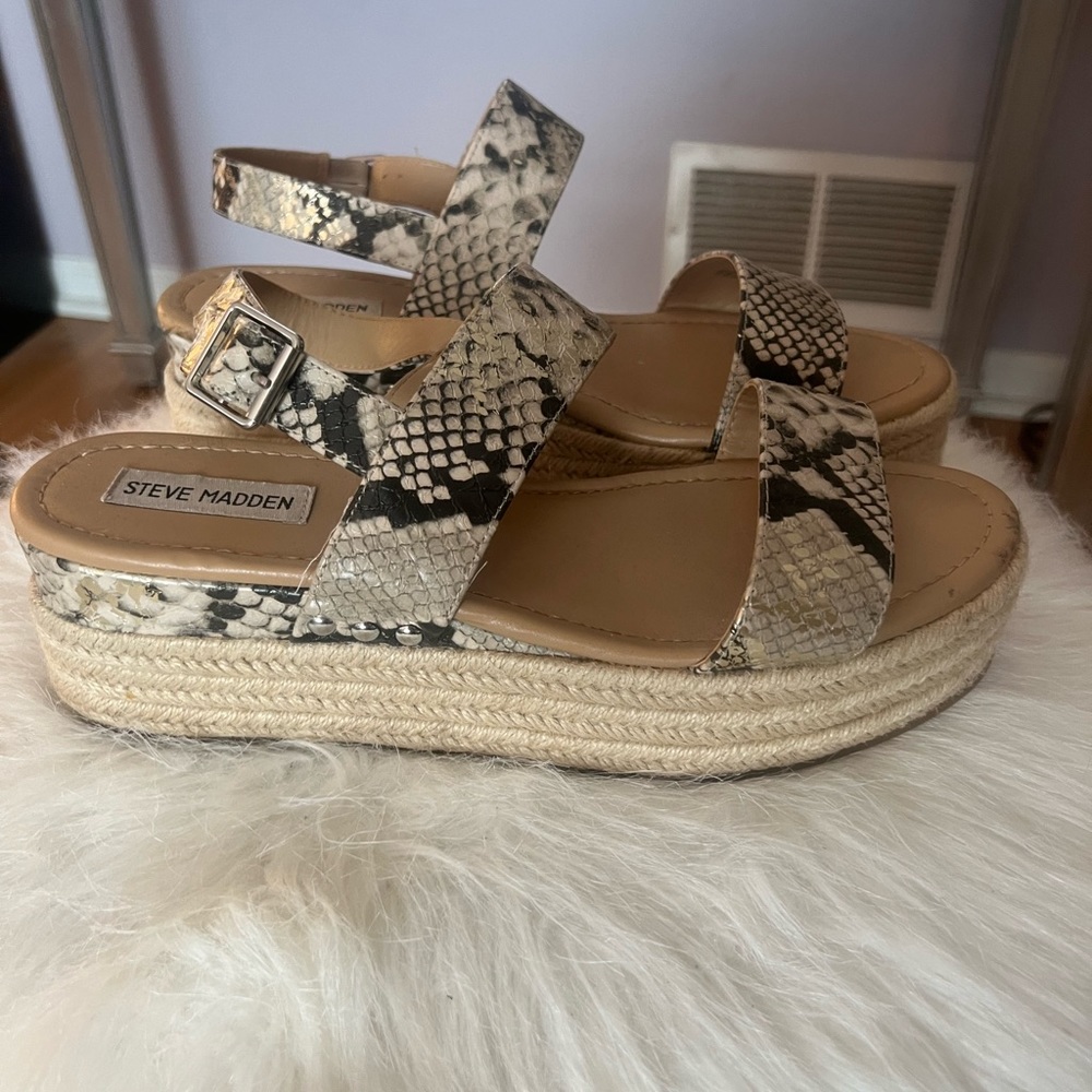 Steve Madden snakeskin platform wedge sandal